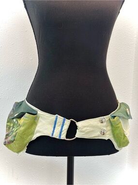 Canvas Belt bag with O-Ring Closure in Lime and Cream